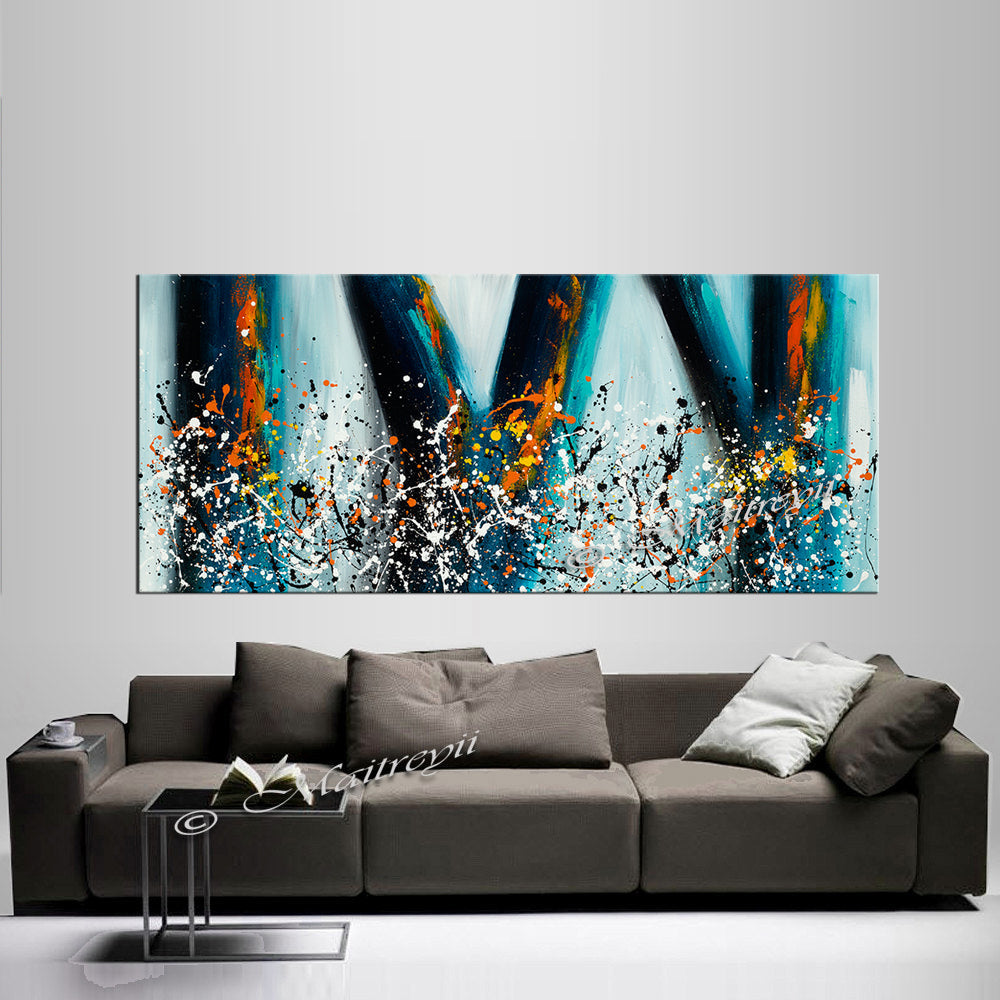 Jackson Pollock Style artwork for sale large Oil Painting on Canvas - Modern paintings luxury homes - LargeModernArt