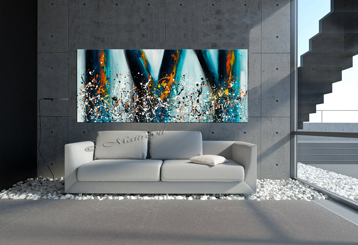 Jackson Pollock Style artwork for sale large Oil Painting on Canvas - Modern paintings luxury homes - LargeModernArt