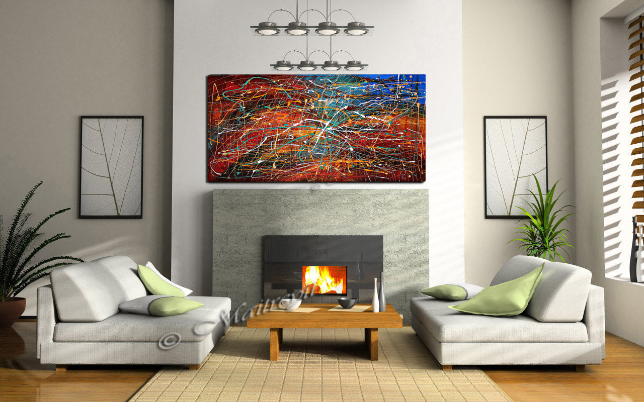 Jackson Pollock Style Oil Painting For Luxury homes - Vintage Treasure - LargeModernArt