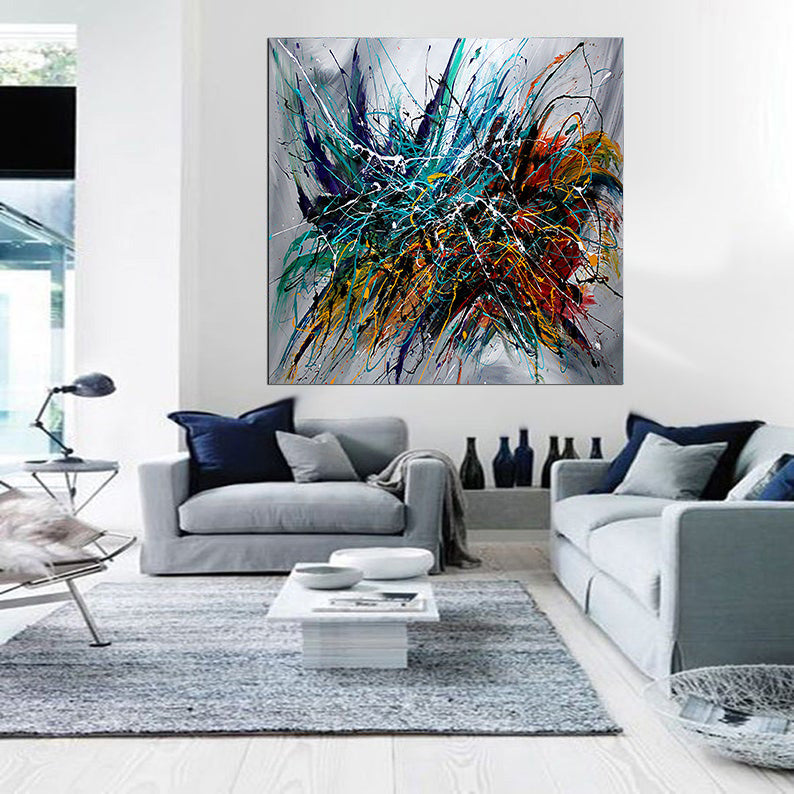 Abstract Modern Art Modern Wall Art Amazing Abstract Gold Flow Painting - Holiday Joy - LargeModernArt