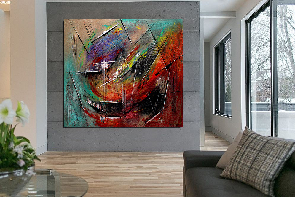 Bohemian Painting Modern Art for sale Online - Original Oil Painting on Canvas - Abstract Wall Art for Luxury Homes - LargeModernArt