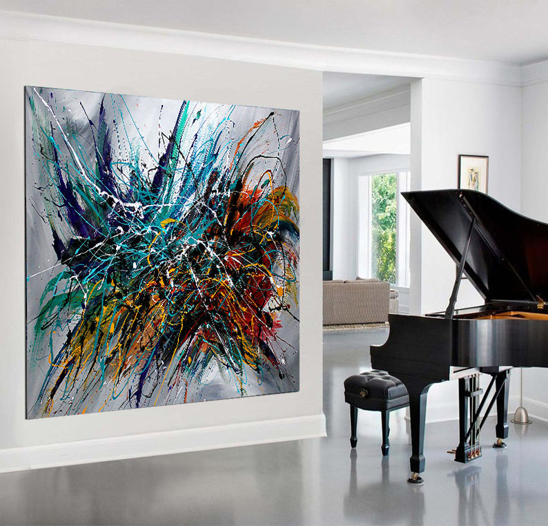 Abstract Modern Art Modern Wall Art Amazing Abstract Gold Flow Painting - Holiday Joy - LargeModernArt