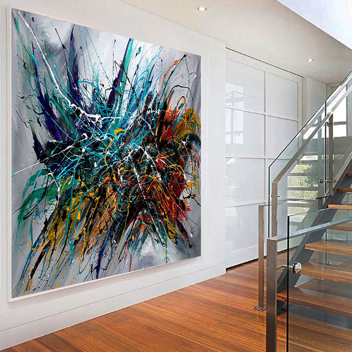 Abstract Modern Art Modern Wall Art Amazing Abstract Gold Flow Painting - Holiday Joy - LargeModernArt