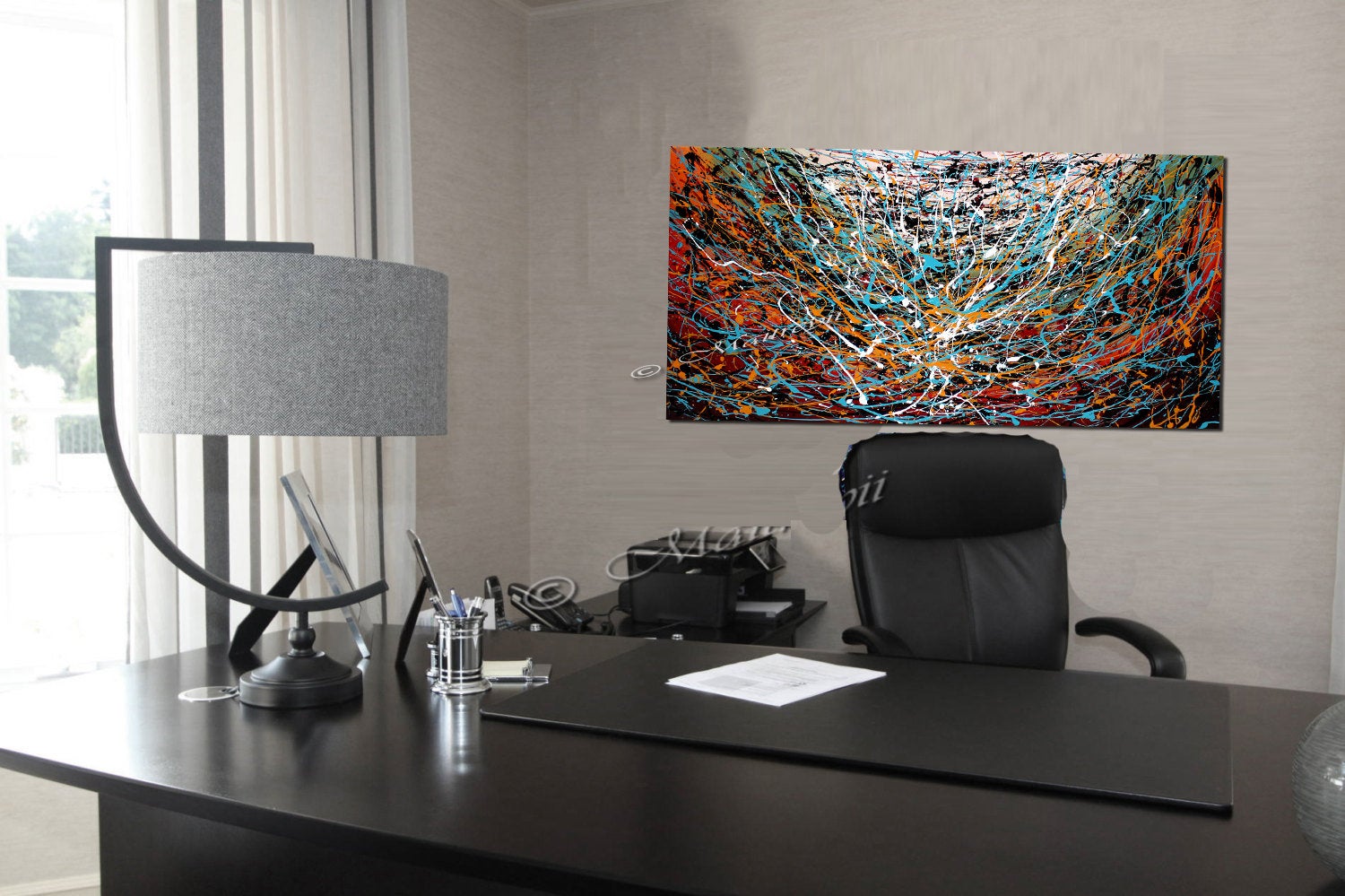 Jackson Pollock Style Original Paintings for Sale abstract art on Canvas, Modern Wall decor Luxury Homes - LargeModernArt