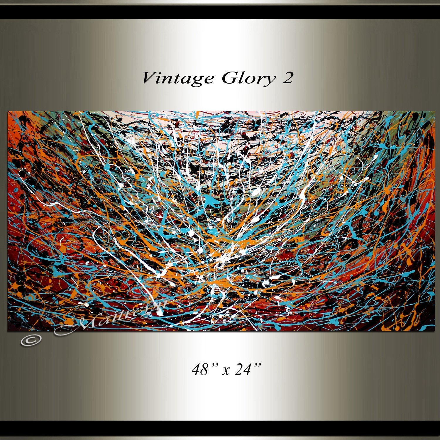 Jackson Pollock Style Original Paintings for Sale abstract art on Canvas, Modern Wall decor Luxury Homes - LargeModernArt