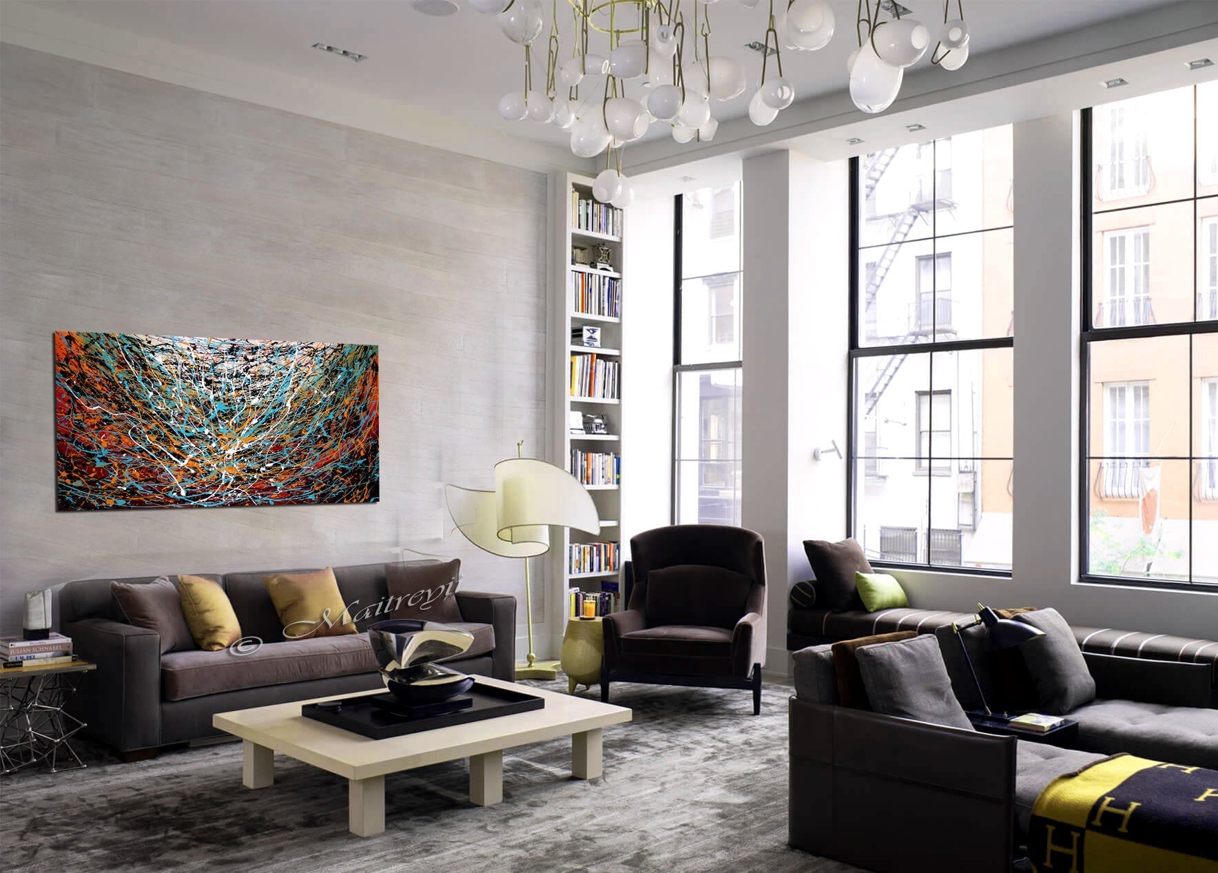 Jackson Pollock Style Original Paintings for Sale abstract art on Canvas, Modern Wall decor Luxury Homes - LargeModernArt