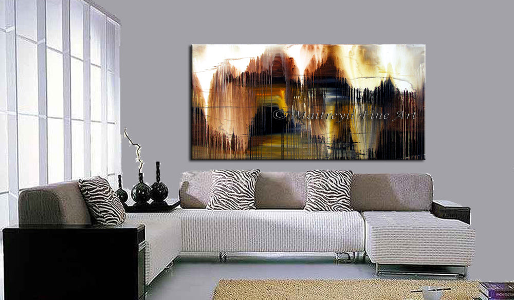Abstract Modern Art Oil Painting on Canvas Modern Wall Art Amazing Melting Rock Painting - LargeModernArt