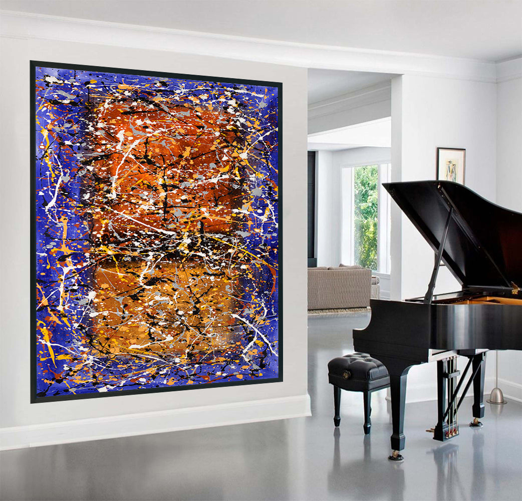 Fall Wall Art Jackson Pollock Purple Orange Painting extra large abstract art Modern Wall oversize canvas - Vintage Beauty 110