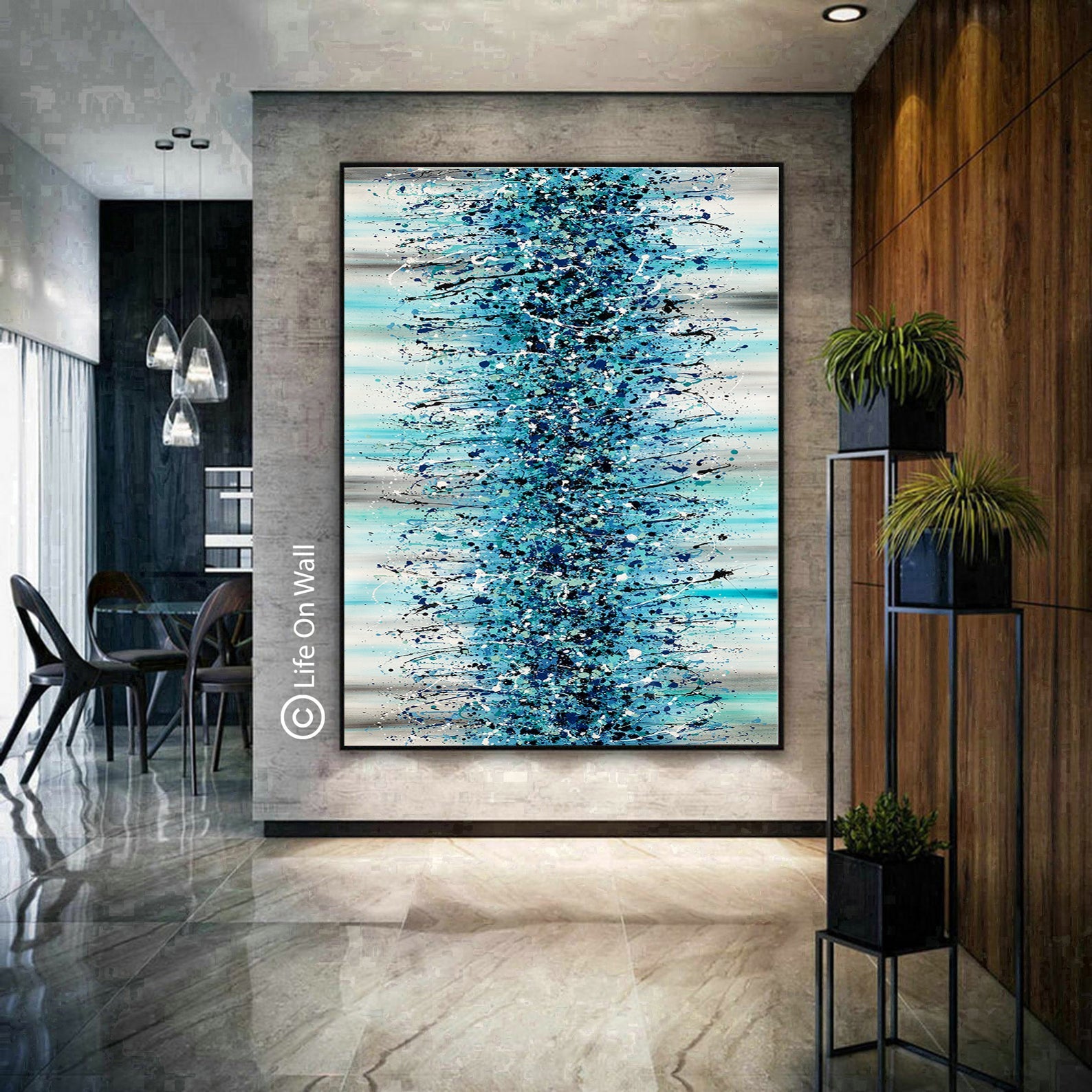 Painting Jackson Pollock Multiple Size Drip Style Abstract art on Canvas, Blue art large Wall Art - Beauty of Bridge 13