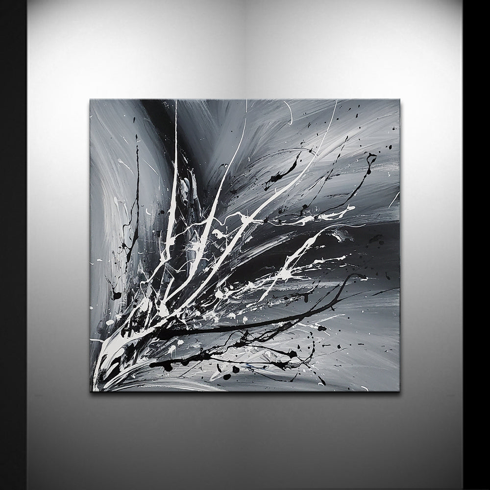 Black White Painting On Canvas Original Artwork For Sale, Modern Interior Decor - Unreal Beauty 3 - LargeModernArt