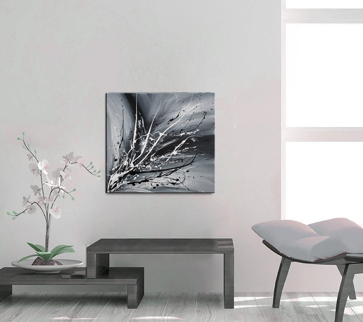 Black White Painting On Canvas Original Artwork For Sale, Modern Interior Decor - Unreal Beauty 3 - LargeModernArt