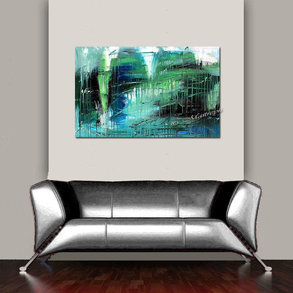 Abstract Wall Art Large Painting Modern Home Decor - Waterfall Beauty - LargeModernArt