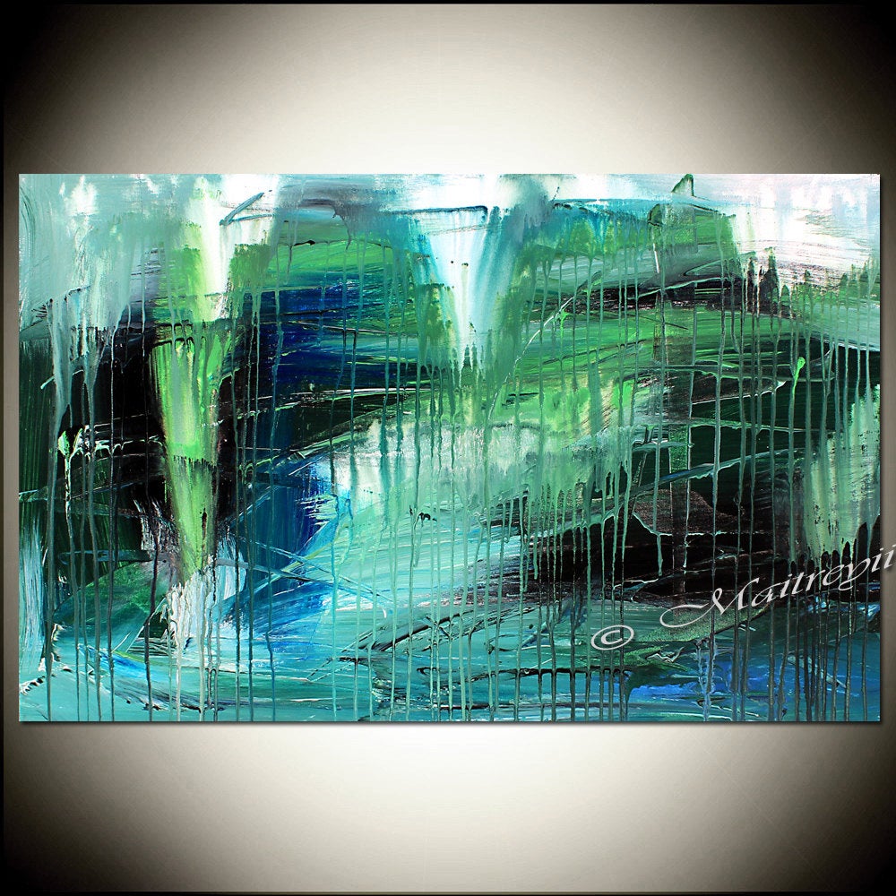 Abstract Wall Art Large Painting Modern Home Decor - Waterfall Beauty - LargeModernArt