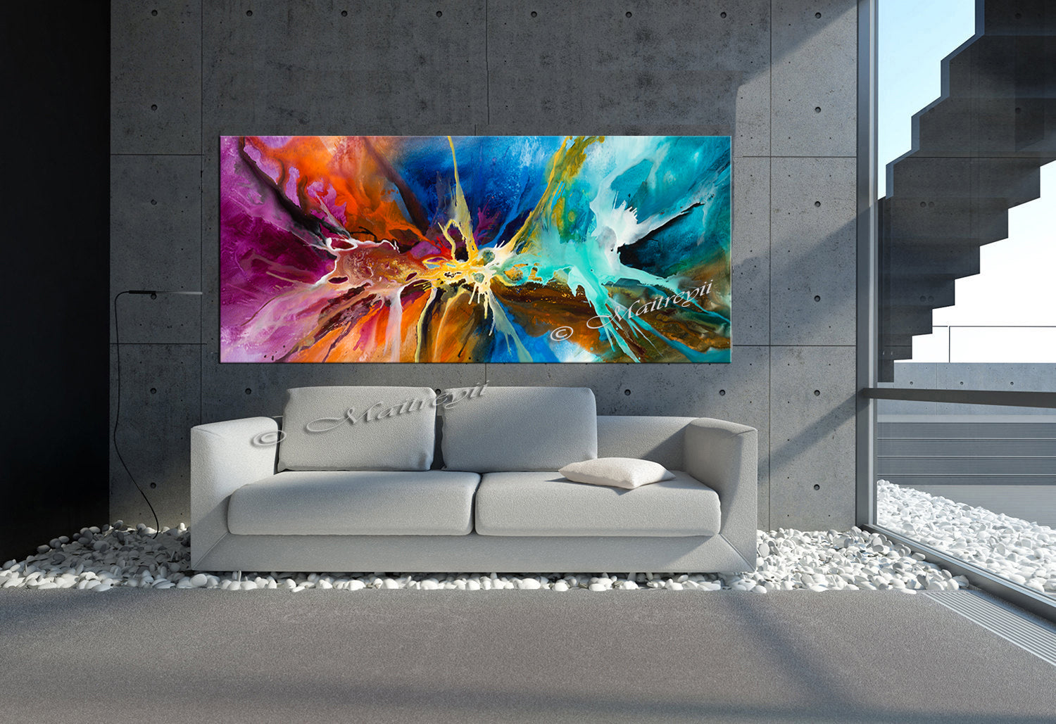 Large Modern Art Oil Painting on Canvas Modern Wall Art - Amazing Abstract 15 - LargeModernArt