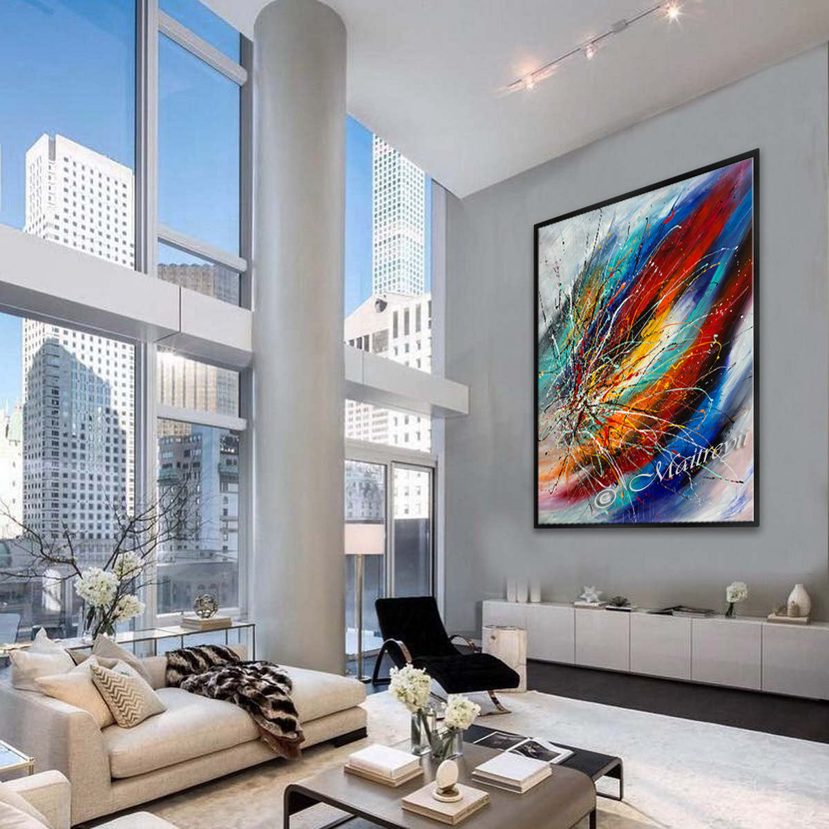 Large Modern Art Oil Painting on Canvas - Modern Wall Art Amazing Abstract 18 - LargeModernArt