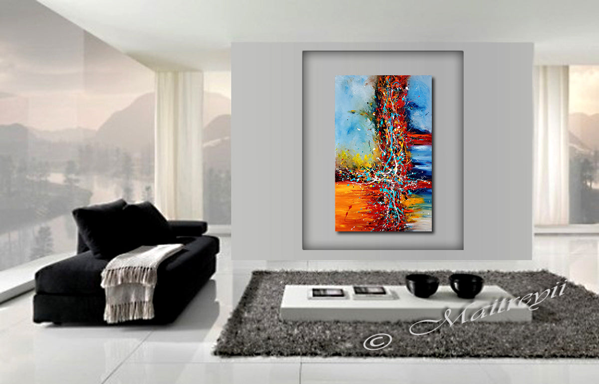 Original Paintings for Sale, Jackson Pollock Style abstract art on Canvas, Modern Wall decor Office Lobby - LargeModernArt