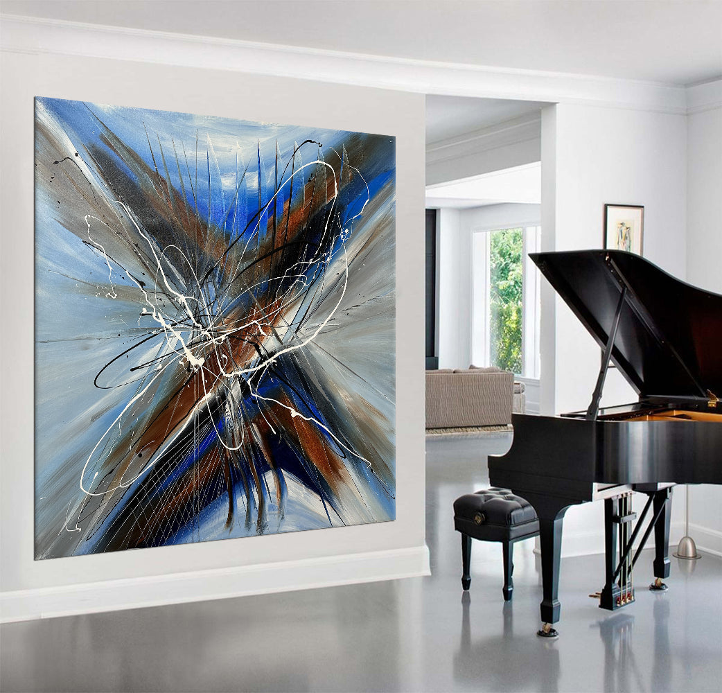 Large Wall Art - Blue Ray 3 Paintings