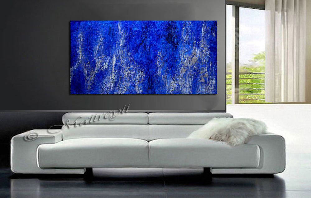 Abstract Art | Blue Visual Depth Texture Painting | LargeModernArt - Blue Texture - LargeModernArt