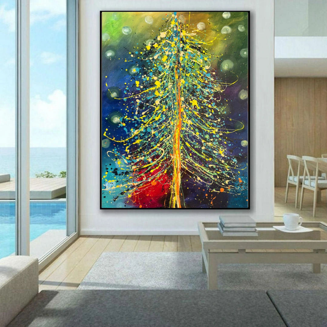 Christmas Tree Decor - Festive Hand-Painted Wall Art by Maitreyii