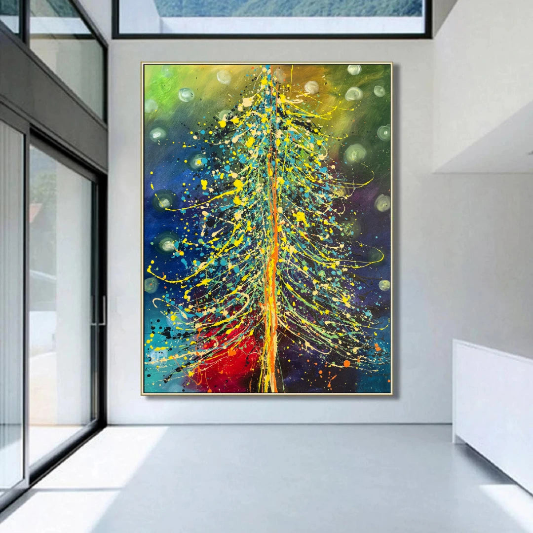 Christmas Tree Decor - Festive Hand-Painted Wall Art by Maitreyii