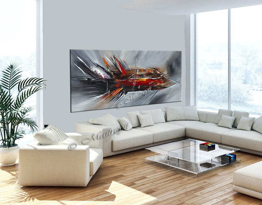 Large Modern Art Oil Painting on Canvas - Modern Abstract Wall Art Fighter Plane 4 - LargeModernArt