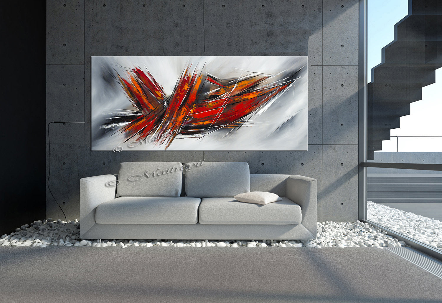 Large Modern Art Oil Painting on Canvas - Modern Abstract Wall Art Fighter Plane 6 - LargeModernArt