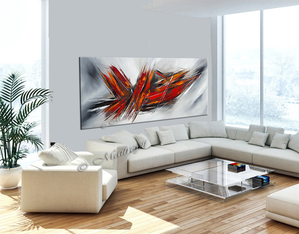 Large Modern Art Oil Painting on Canvas - Modern Abstract Wall Art Fighter Plane 6 - LargeModernArt