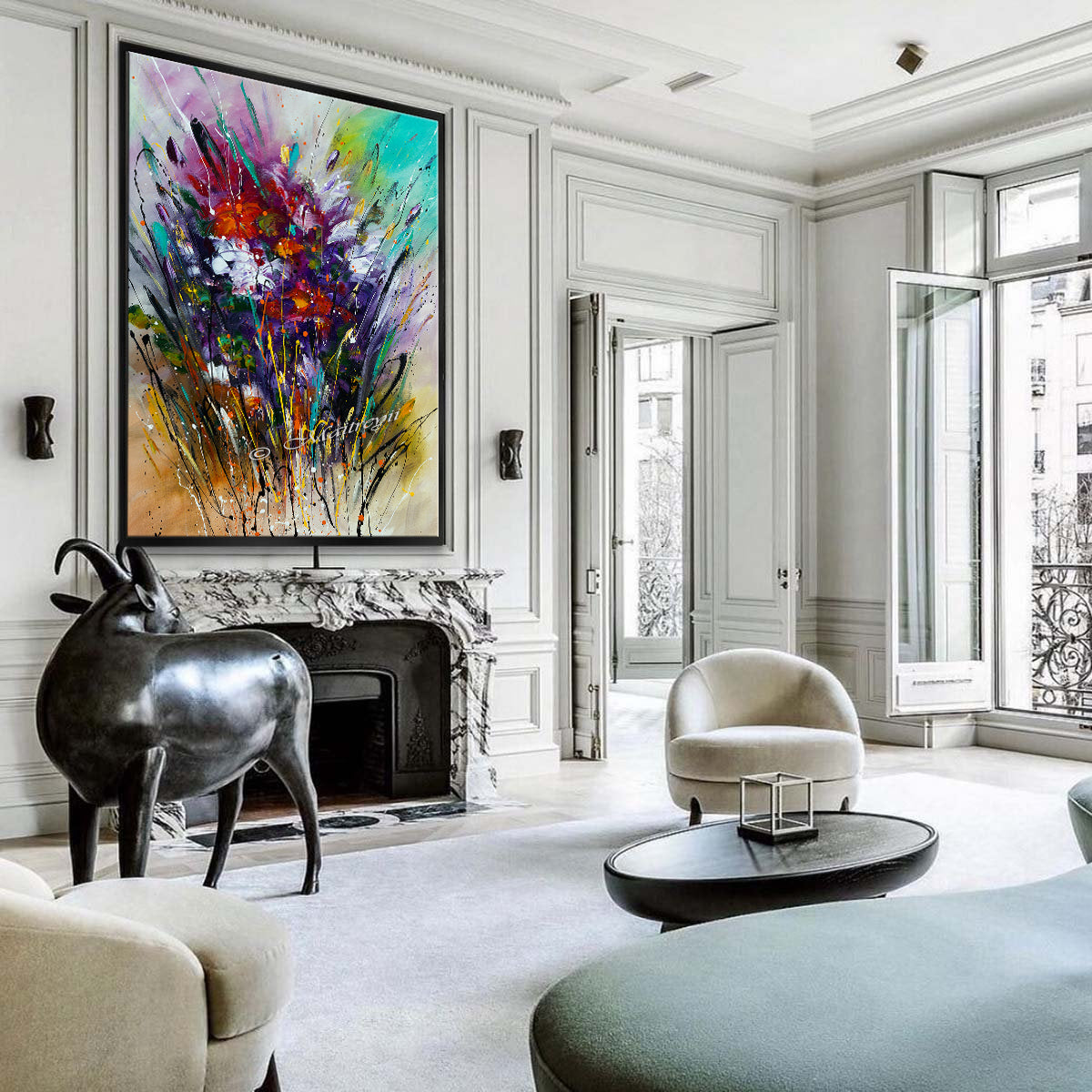 Original Modern Art Oil Painting For Sale -Floral Beauty - LargeModernArt