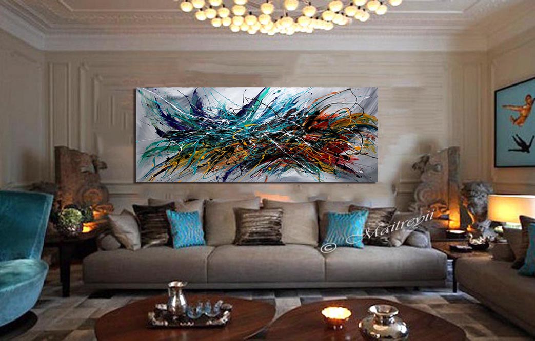 Abstract Modern Art Modern Wall Art Amazing Abstract Gold Flow Painting -  Holiday Joy - LargeModernArt