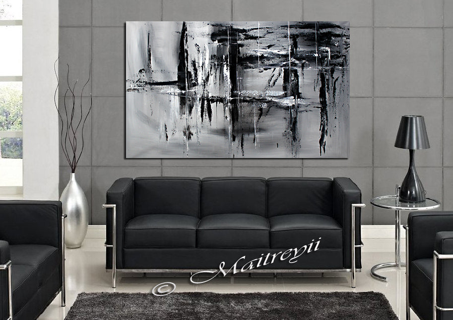 Black and White Large Painting For Modern Homes - Light And Shade 2 - LargeModernArt