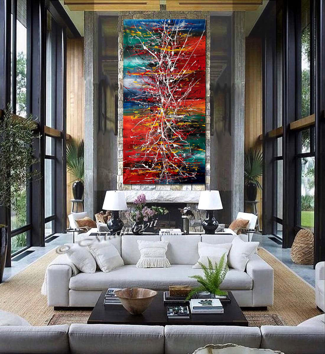 Painting Jackson Pollock Multiple Size Drip Style Abstract art on Canvas, large Wall Art - Lightning Beauty - LargeModernArt