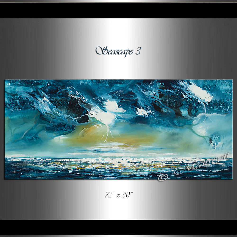 Large Ocean Art Oil Painting on Canvas Modern Wall Art Seascape Painting - Seascape 3 - LargeModernArt