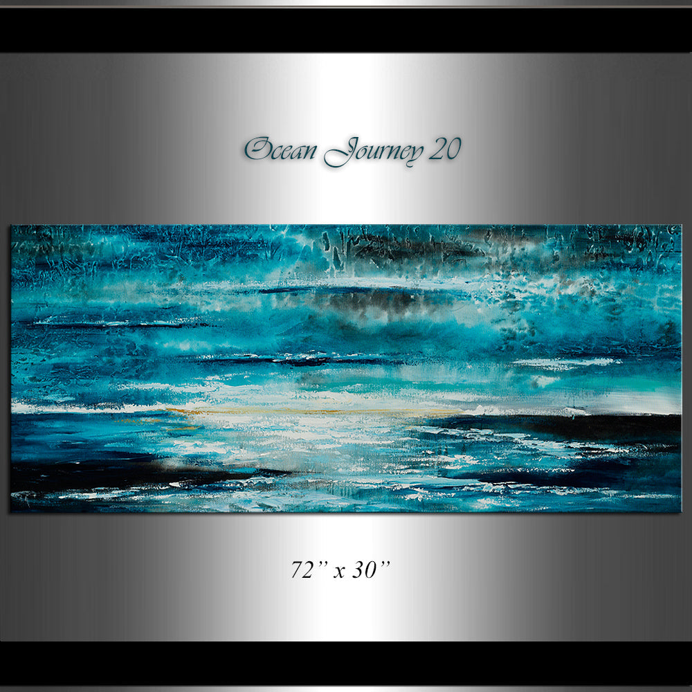 Large Ocean Art Oil Painting on Canvas Modern Wall Art Seascape - Ocean Journey 20 - LargeModernArt