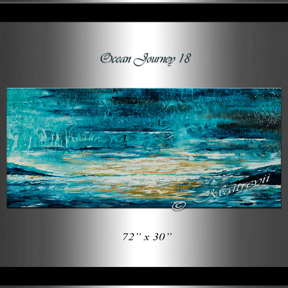 Large Ocean Art Oil Painting on Canvas Modern Wall Art Seascape - Ocean Journey 18 - LargeModernArt