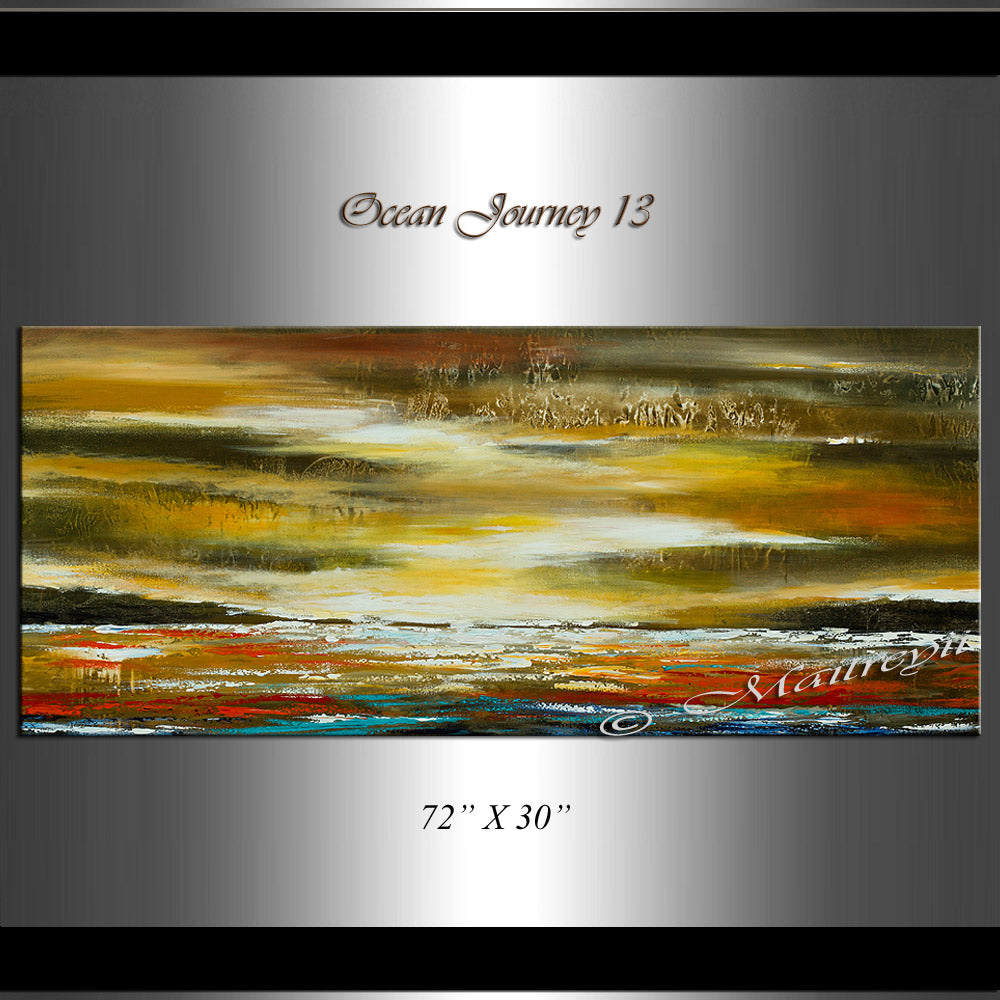 Large Ocean Art Oil Painting on Canvas Modern Wall Art Seascape - Ocean Journey 13 - LargeModernArt