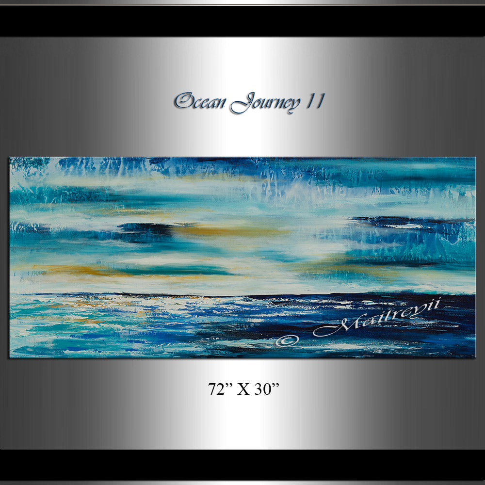 Large Ocean Art Oil Painting on Canvas Modern Wall Art Seascape - Ocean Journey 11 - LargeModernArt