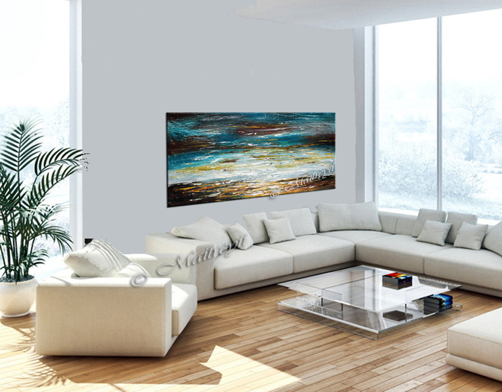 Large Ocean Art Oil Painting on Canvas Modern Wall Art Seascape - Ocean Miracle - LargeModernArt