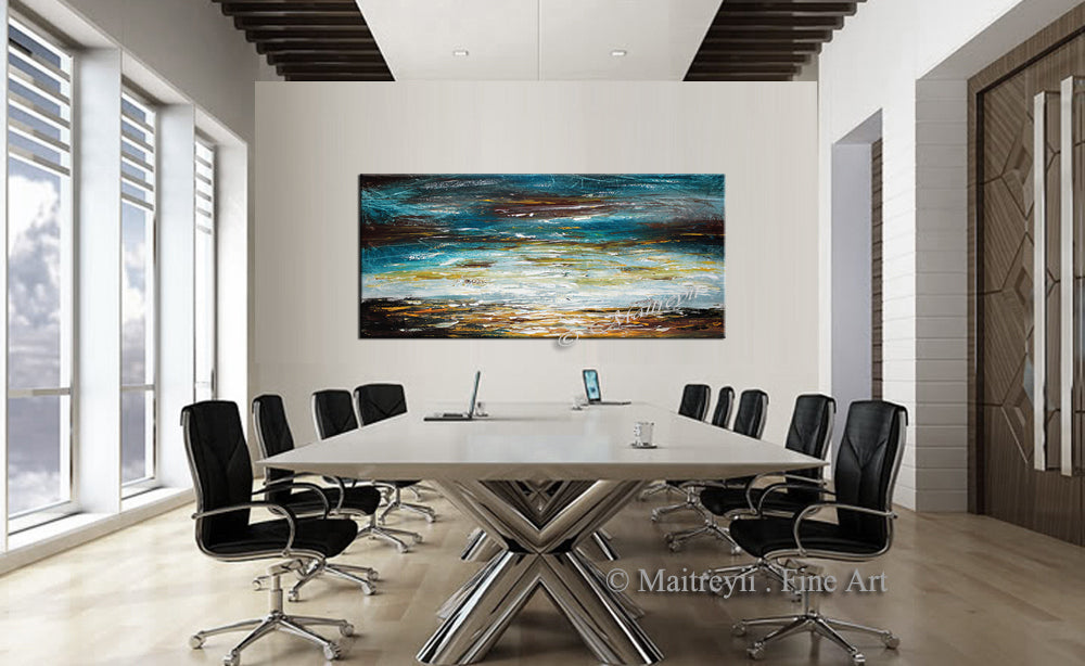 Large Ocean Art Oil Painting on Canvas Modern Wall Art Seascape - Ocean Miracle - LargeModernArt