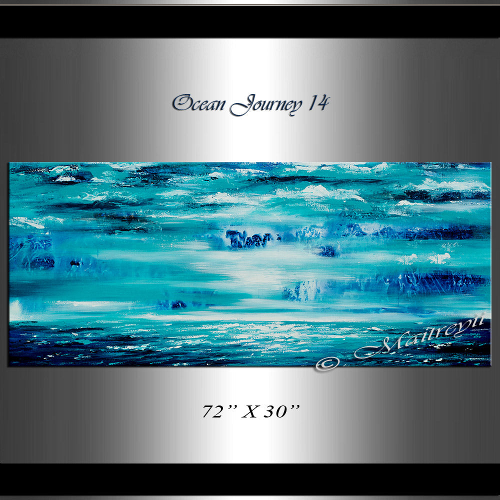 Large Ocean Art Oil Painting on Canvas Modern Wall Art Seascape - Ocean Journey 14 - LargeModernArt