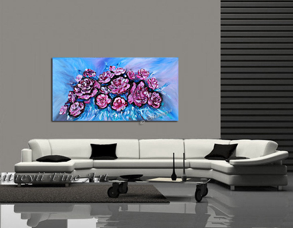 Flowers Painting - Pink Rose - LargeModernArt