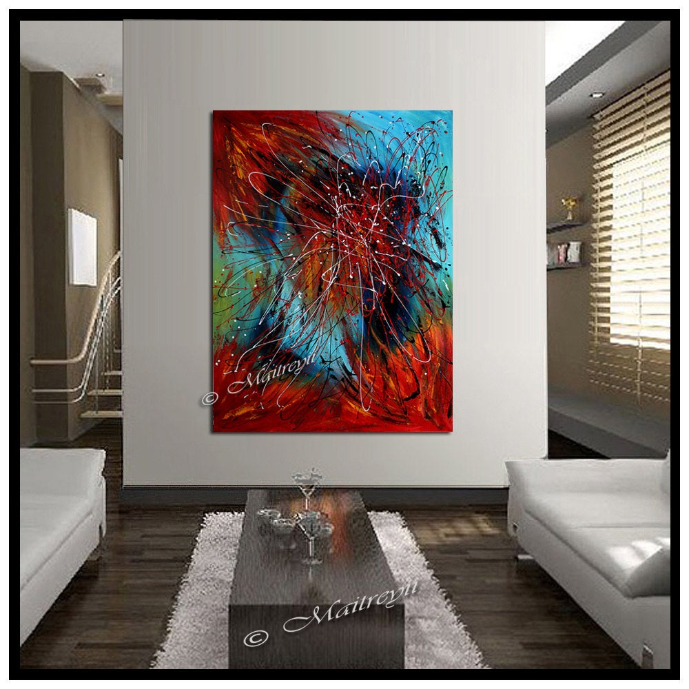 Red Painting On Canvas Original Artwork For Sale - Red Passion - LargeModernArt