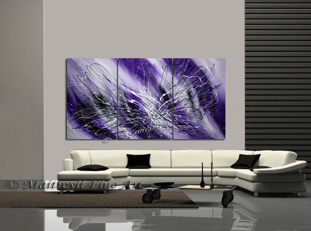 Framed Wall Art Purple Painting Wall Decor Sale - Royal Purple - LargeModernArt