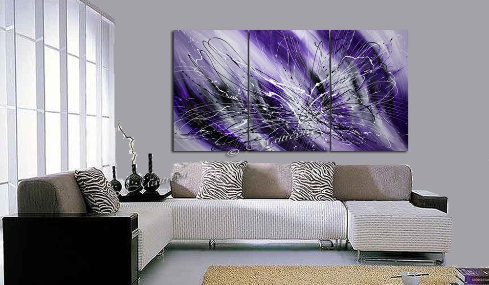 Framed Wall Art Purple Painting Wall Decor Sale - Royal Purple - LargeModernArt