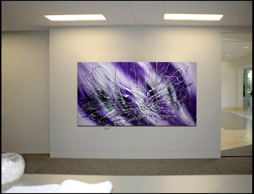 Framed Wall Art Purple Painting Wall Decor Sale - Royal Purple - LargeModernArt