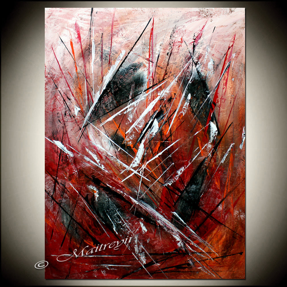 Red Abstract Modern Art Oil Painting on Canvas Modern Wall Art Amazing Abstract Gold Flow Painting - LargeModernArt