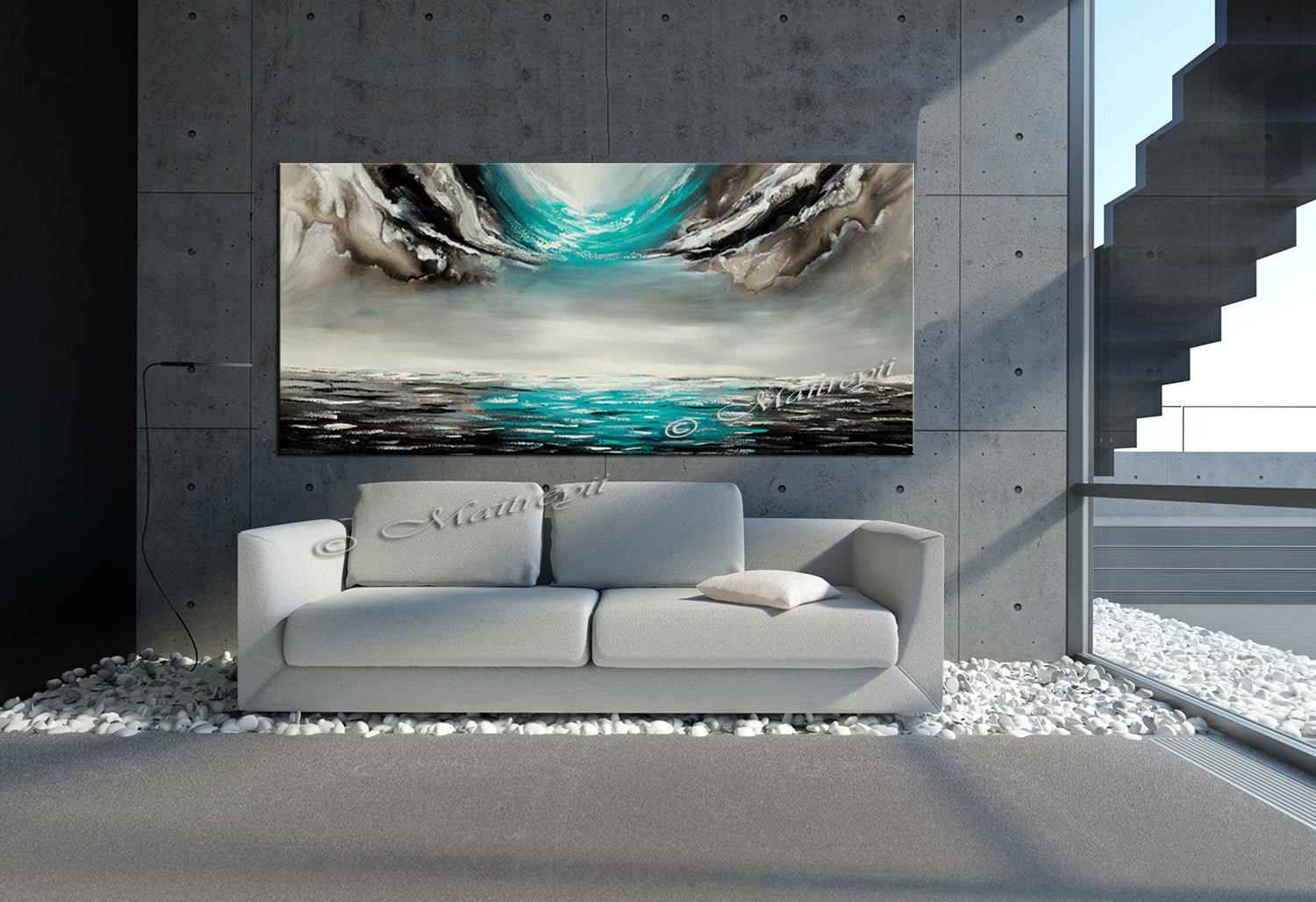 Large Ocean Art Oil Painting on Canvas - Modern Wall Art - Seascape 40 - LargeModernArt