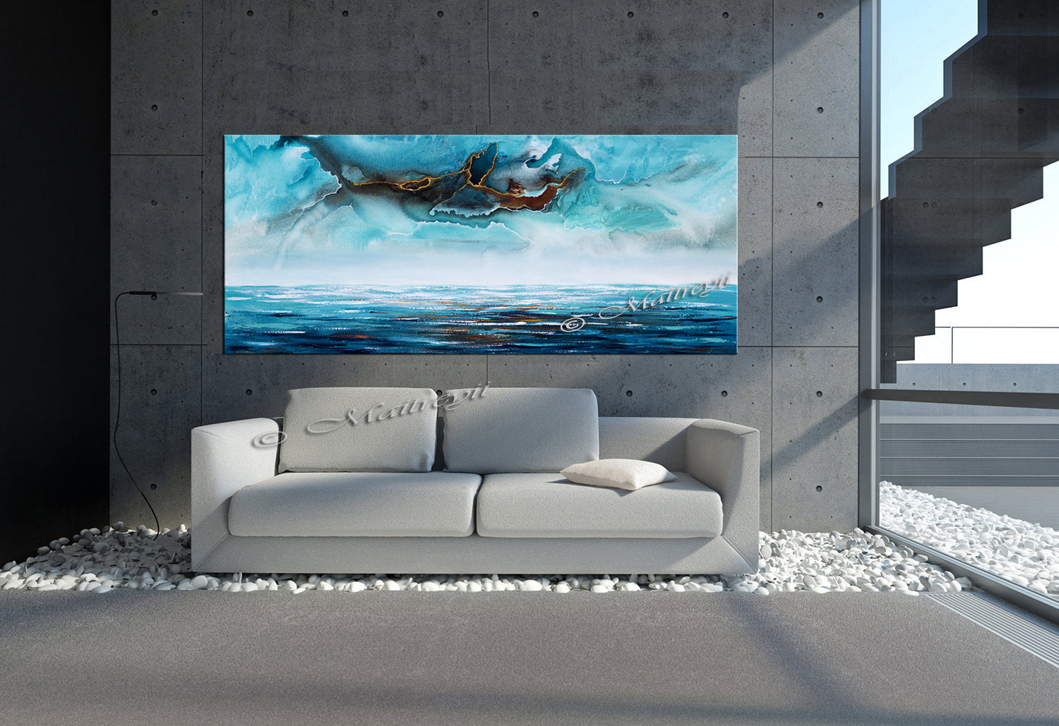 Abstract Modern Art Oil Painting on Canvas Modern Wall Art Mystic Texture Painting - Seascape 16 - LargeModernArt