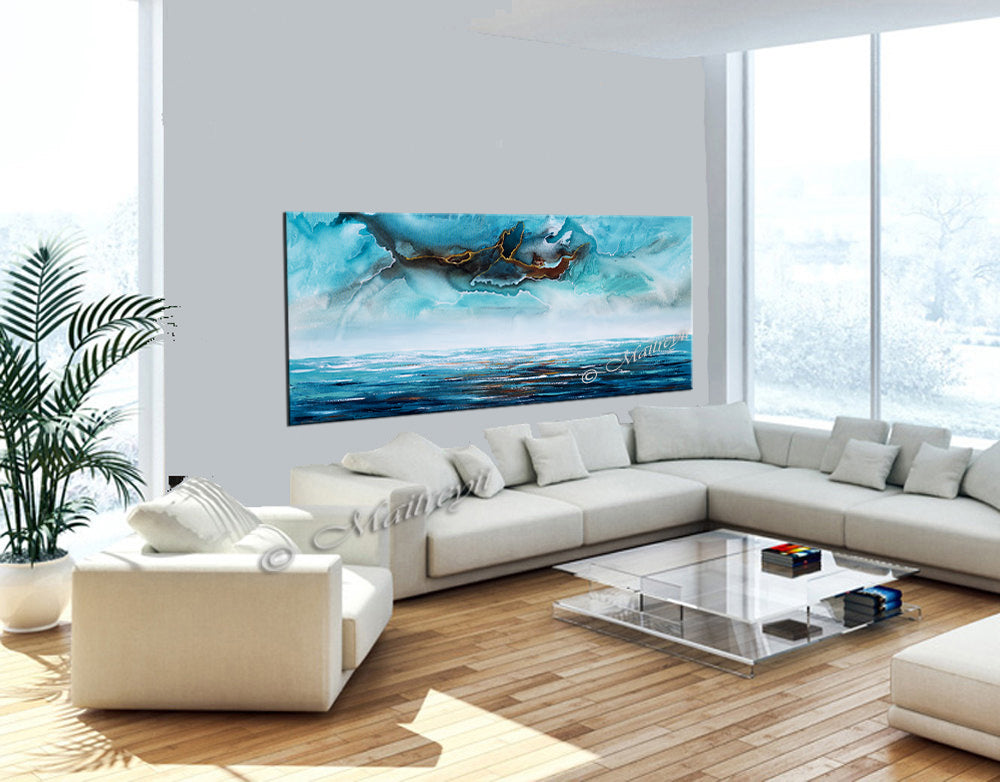 Abstract Modern Art Oil Painting on Canvas Modern Wall Art Mystic Texture Painting - Seascape 16 - LargeModernArt