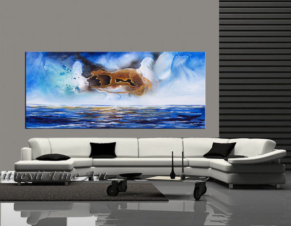 Abstract Modern Art Oil Painting on Canvas Modern Wall Art Mystic Texture Painting - Seascape 20 - LargeModernArt