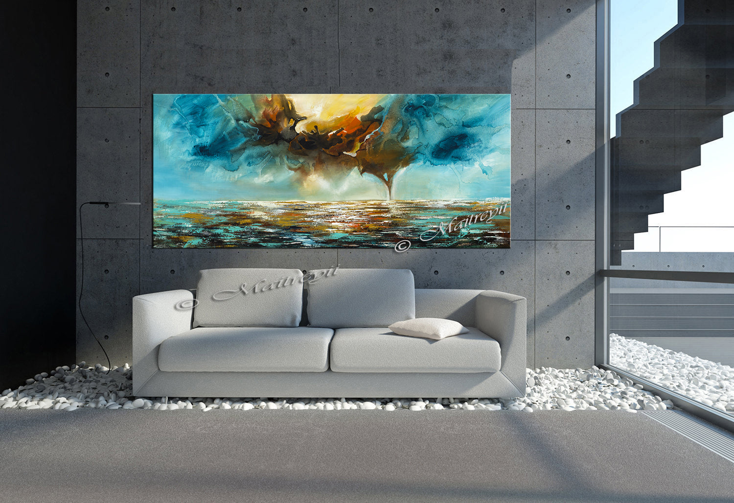 Abstract Modern Art Oil Painting on Canvas Modern Wall Art Mystic Texture Painting - Seascape 31 - LargeModernArt